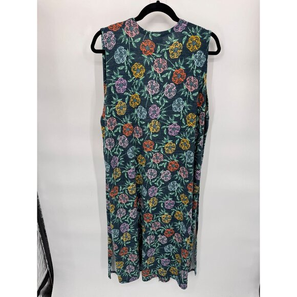 LuLaRoe Sleeveless Joy Vest Womens Large Blue Floral Polyester Side Slits NEW - Picture 8 of 8